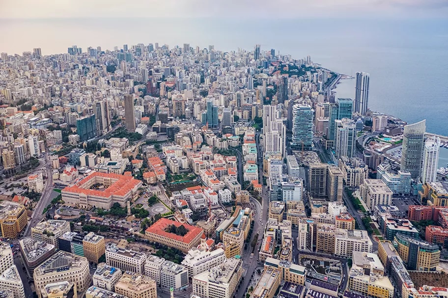 Aerial View of Beirut where Servcorp premium addresses are located.