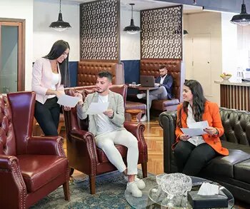 -	Coworking Space at Beirut Souks with people networking, collaborating, or working at dedicated desks with a luxury fit-out.