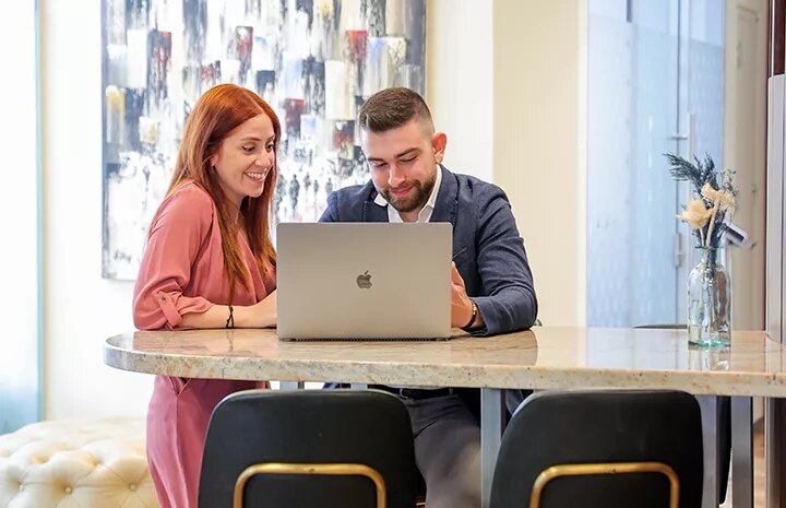 Coworking Space at Beirut Souks with a team member supporting the client with his work.